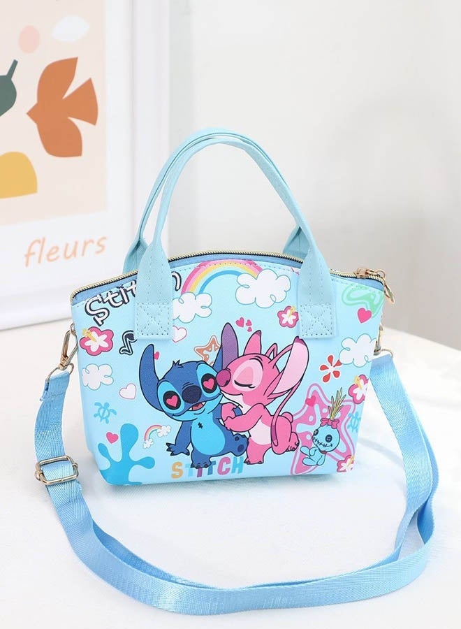 الكرتون الأزرق غرزة الجلود الاطفال حقيبة كروسبودي حقيبة حمل عارضة - Image 1